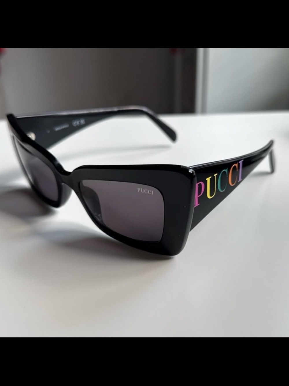 PUCCI Sunglasses EP 0162 in black with rainbow candy lettering